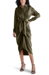 Steve Madden Sula Long Sleeve Shirtdress In Olive