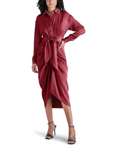 Steve Madden Sula Shirt Dress Women's 4 Red Wrap Twist Front Long Sleeve Erk327 In Pink