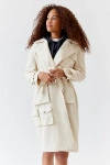 STEVE MADDEN SUNDAY TRENCH COAT JACKET IN IVORY, WOMEN'S AT URBAN OUTFITTERS
