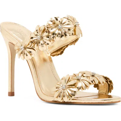 Steve Madden Sunshine Crystal Flower Sandal In Gold