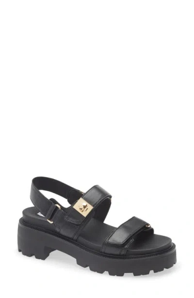Steve Madden Supermona Lug Sole Slingback Sandal In Black Leather