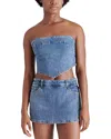 Steve Madden Suri Strapless Denim Crop Top In Blue Denim