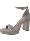 Steve Madden Irenee Womens Faux Leather Ankle Strap Heels In Beige