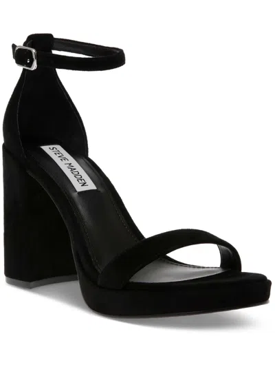 Steve Madden Susan Womens Solid Ankle Strap Heels In Black