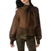 Steve Madden Sutton Tie Neck Top In Brown