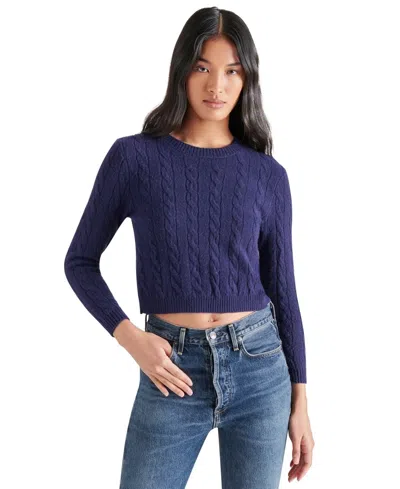 Steve Madden Sweater Women's Marine Jeany Bow Back Long Sleeve Pall327 In Blue
