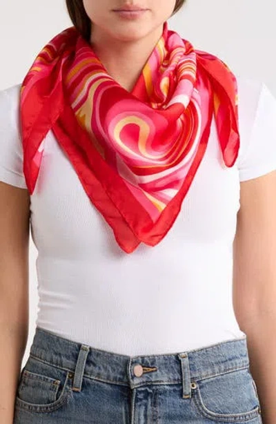 Steve Madden Swirl Away Crepe Satin Scarf In Red