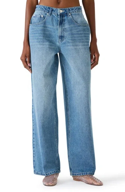 Steve Madden Sydnee Embellished Wide Leg Carpenter Jeans In Blue
