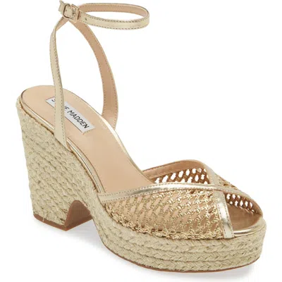 Steve Madden Sydnee Espadrille Ankle Strap Sandal In Gold Raffia