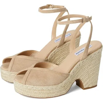 Steve Madden Sydnee Sydn04s1 Women's Tan Suede Wedge Heel Sandals Zogg3433 In Neutral