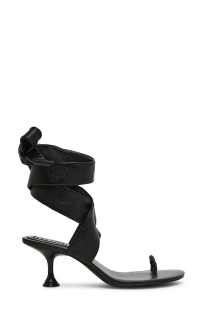 Steve Madden Symone Ankle Wrap Sandal In Black Leather