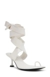 Steve Madden Symone Ankle Wrap Sandal In White Leather