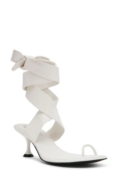 Steve Madden Symone Ankle Wrap Sandal In White Leather