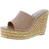 Steve Madden Tabitha Womens Patent Trim Straw Wedge Sandals