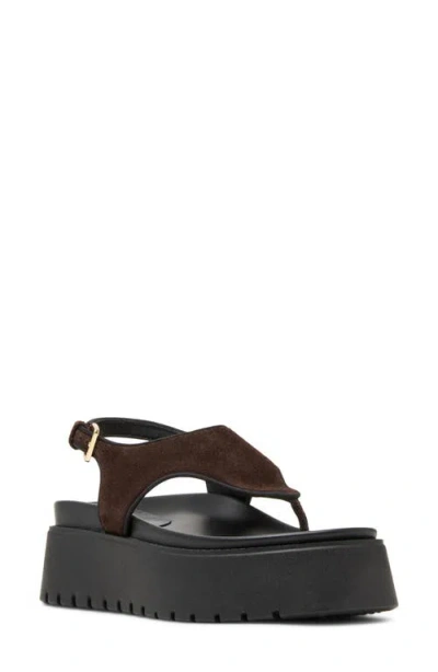 Steve Madden Tabor Slingback Platform Wedge Sandal In Brown
