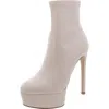 Steve Madden Tactical Womens Faux Leather Stiletto Ankle Boots In Beige
