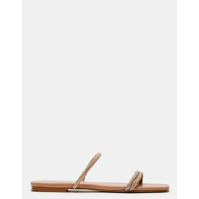 Steve Madden Tahiti Womens Rhinestone Faux Leather Slide Sandals In Multi