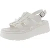 Steve Madden Take Womens Woven Faux Leather Platform Sandals In White