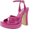 Steve Madden Tali Womens Buckle Patent Platform Sandals In Pink