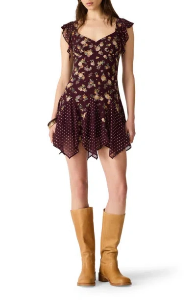 Steve Madden Tanisha Floral Print Minidress In Brown
