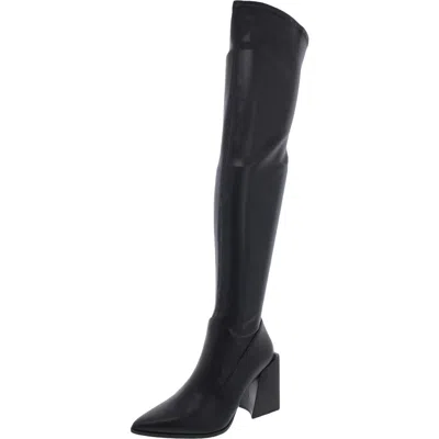 Steve Madden Tanzee Womens Faux Leather Pointed Toe Over-the-knee Boots In Black