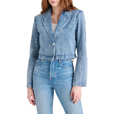 Steve Madden Tarin Crop Denim Blazer In Acidwash Denim
