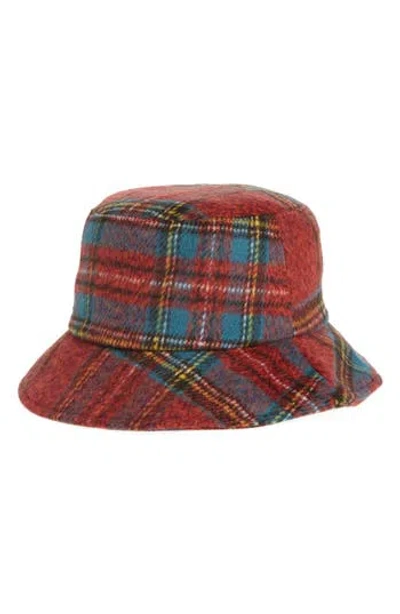 Steve Madden Tartan Plaid Bucket Hat In Red Multi