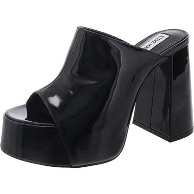 Steve Madden Taya Womens Padded Insole Patent Leather Mules In Black