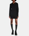 Steve Madden Taylor Sweater Dress Women Black Hooded Kangaroo Pocket Red58 In Black