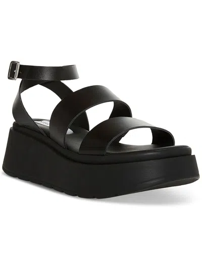 Steve Madden Tenys Womens Leather Ankle Strap Platform Sandals In Black