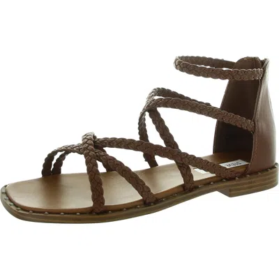 Steve Madden Tessi Womens Braided Faux Leather Strappy Sandals