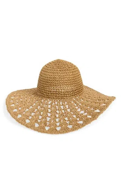 Steve Madden Textural Straw Crochet Floppy Hat In Gold
