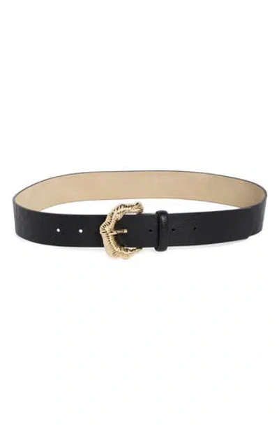 Steve Madden Textured Buckle Faux Leather Belt In Black