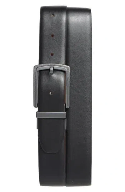 Steve Madden Textured Buckle Reversible Belt In Black