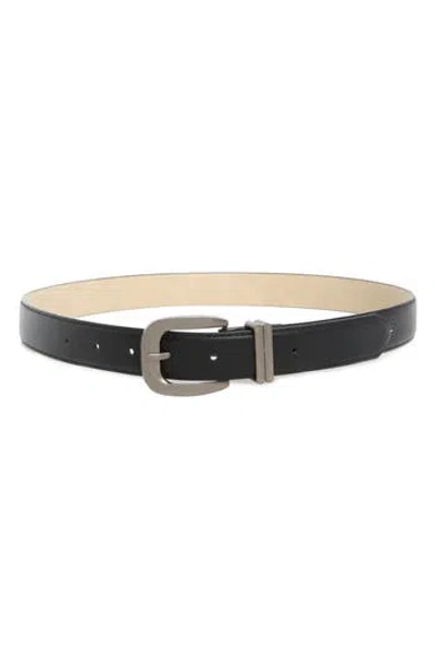 Steve Madden Textured Faux Leather Belt In Black