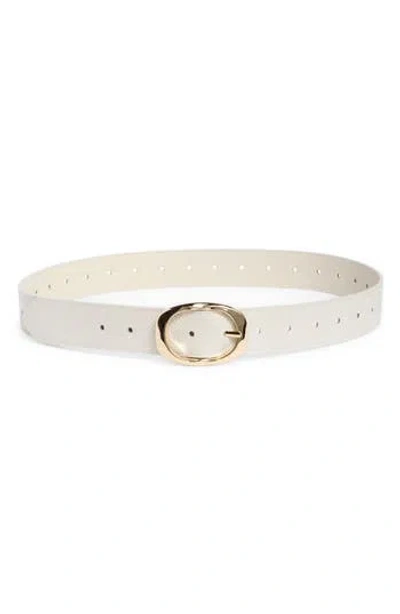 Steve Madden Textured Faux Leather Belt In White