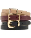 Steve Madden Textured Faux-leather Belts, Set Of 3 In Brown