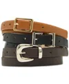Steve Madden Textured Faux-leather Belts, Set Of 3 In Multi