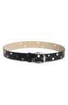 Steve Madden Textured Grommet Belt In Black