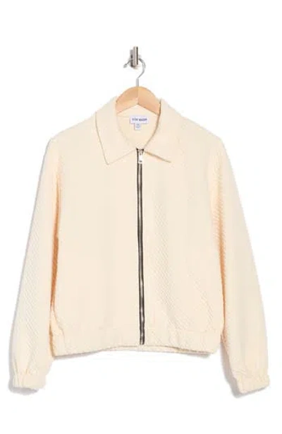Steve Madden Textured Knit Bomber Jacket In Oatmeal