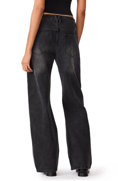 Steve Madden The Flat Iron High Waist Wide Leg Jeans In Black