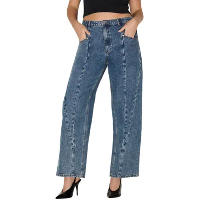 Steve Madden The Seamed Sydnee High Waist Straight Leg Jeans In Blue