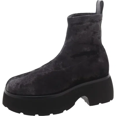 Steve Madden Thelma Womens Velvet Round Toe Booties In Black