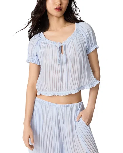 Steve Madden Theodora Pleated Top In Blue