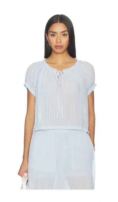 Steve Madden Theodora Pleated Top In Blue