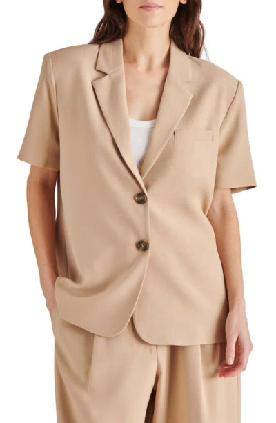 Steve Madden Tiara Short Sleeve Blazer In Khaki