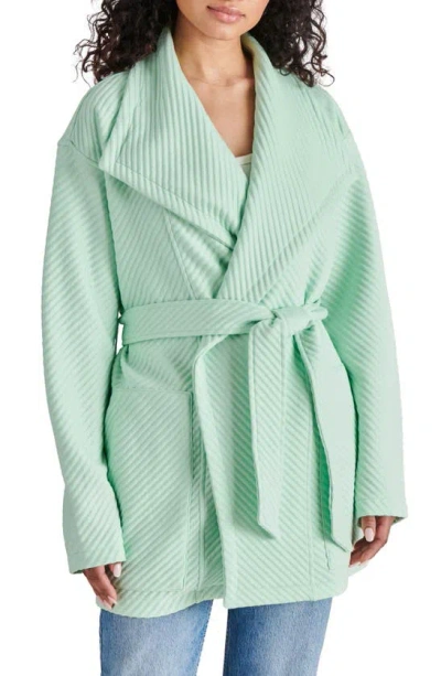 Steve Madden Tie Front Knit Coat In Mint