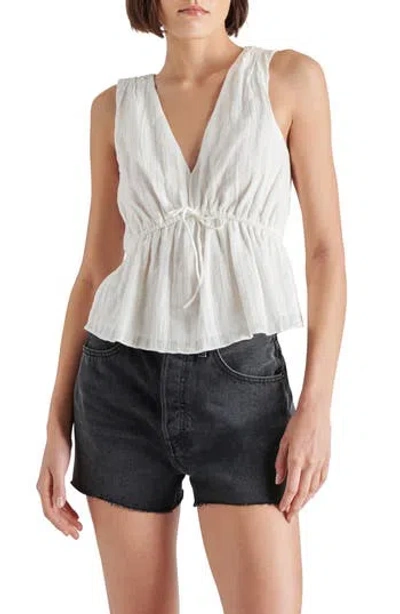 Steve Madden Tie Front Peplum Tank In Cloud
