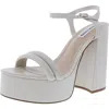 Steve Madden Tille Womens Faux Leather Block Heel Platform Sandals In Beige