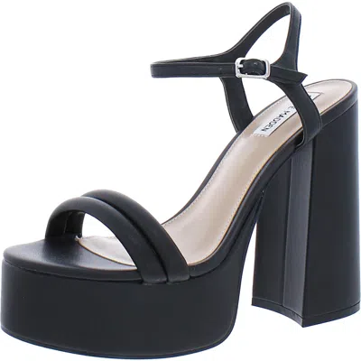 Steve Madden Tille Womens Faux Leather Block Heel Platform Sandals In Black